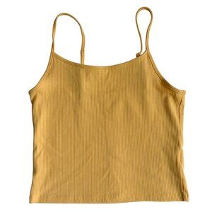 American Eagle Ribbed Crop Tank Top (Mustard Yellow) - Size Small